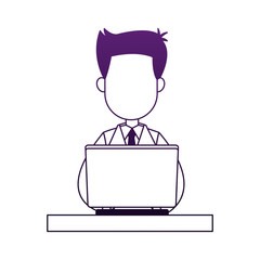 Businessman working in laptop vector illustration graphic design