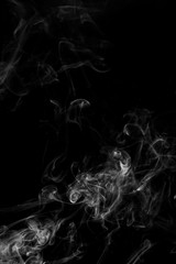 Movement of white smoke isolated on black background.