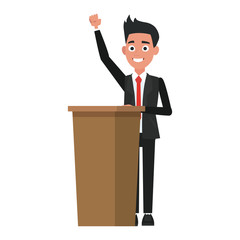 Politician speaking cartoon vector illustration graphic design