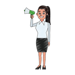 Politician speaking with bullhorn vector illustration graphic design