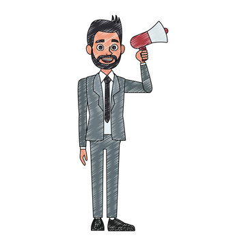 Politician Speaking With Bullhorn Vector Illustration Graphic Design