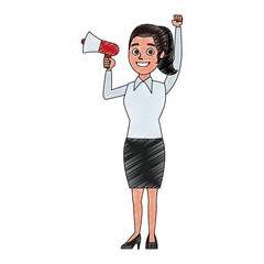 Politician speaking with bullhorn vector illustration graphic design