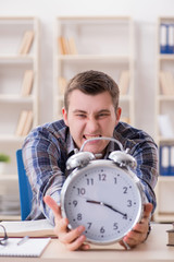 Student getting late with exam preparation