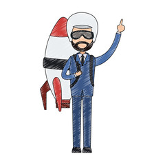 Businessman with rocket cartoon vector illustration graphic design