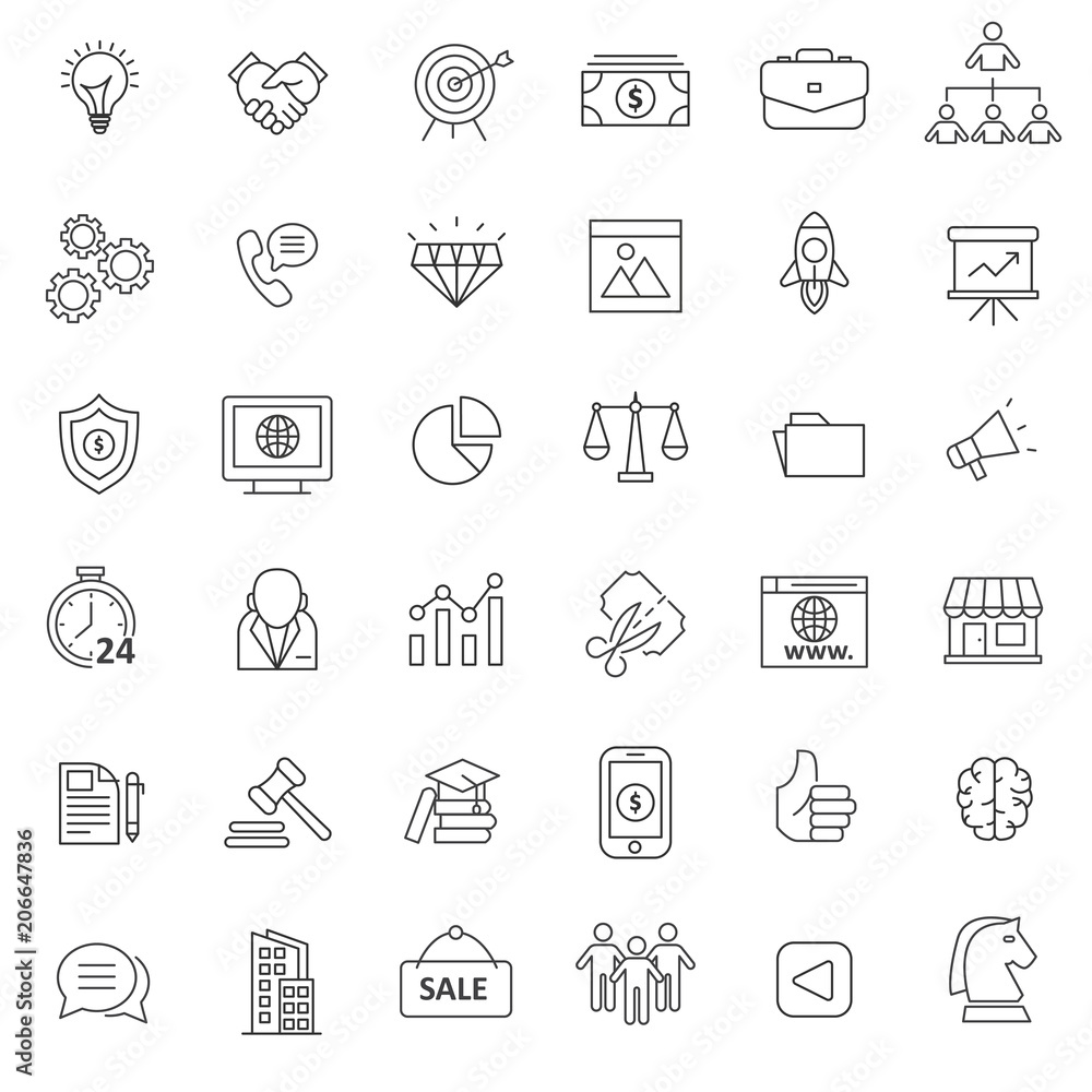 Poster set of marketing icon with thin and simple style use for web and pictorgram presentation asset