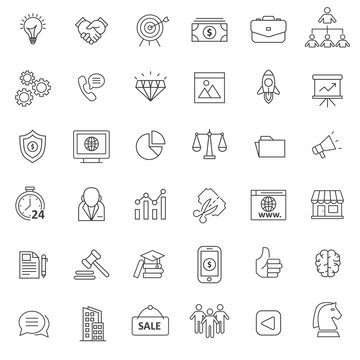 set of marketing icon with thin and simple style use for web and pictorgram presentation asset