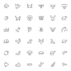 set of animal and pet thin line icon