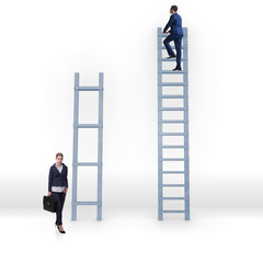 Concept of inequal career opportunities between man woman