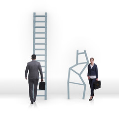 Concept of inequal career opportunities between man woman