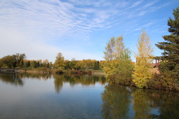 Fototapeta na wymiar Lake At Rundle Park, Edmonton, Alberta