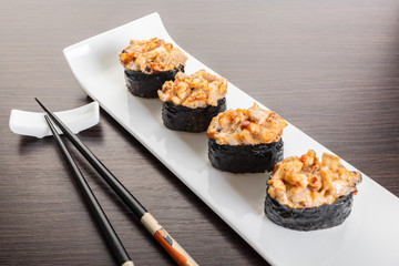 Japanese food, spicy unagi roll