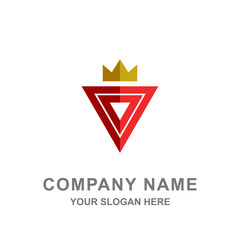 Crown Red Triangle Building Technology Logo Vector 