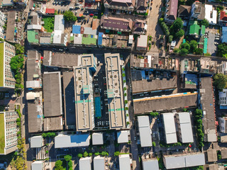 Aerial view modern building condominium and office