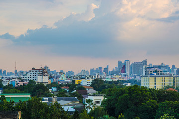 City building silhouette sunset metropolitan background