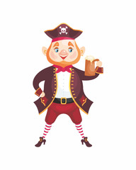 Vector image of a pirate in cartoon style. Children's illustration isolated on white background.