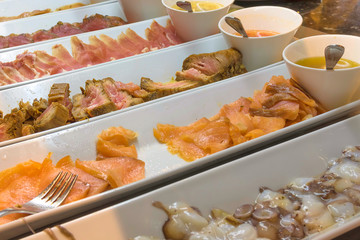 Buffet with an abundance of food