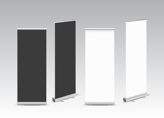 blank roll up banners.Vector illustration.