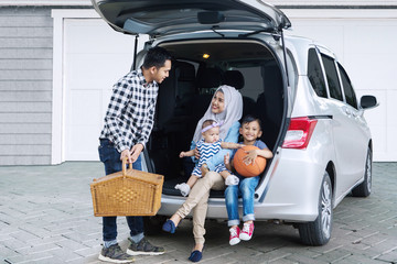 Asian family ready for vacation