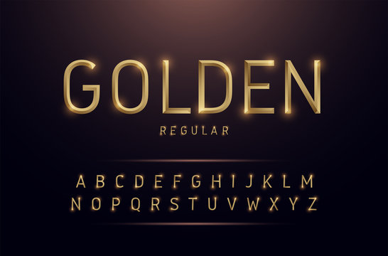 Alphabet gold metallic and effect designs. Exclusive golden letters typography regular font digital, technology and sport concept. vector illustrator