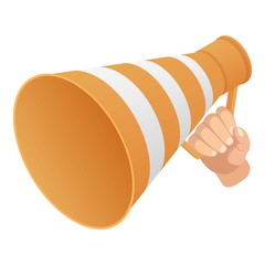Road cone speaker icon. Isometric of road cone speaker vector icon for web design isolated on white background