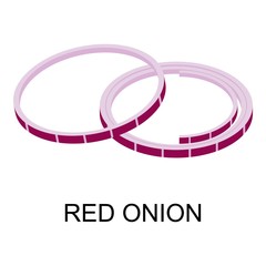 Sliced red onion icon. Isometric of sliced red onion vector icon for web design isolated on white background