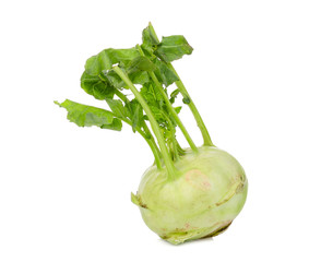 single fresh kohlrabi isolated on white background