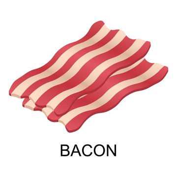 Slice of bacon icon. Isometric of slice of bacon vector icon for web design isolated on white background
