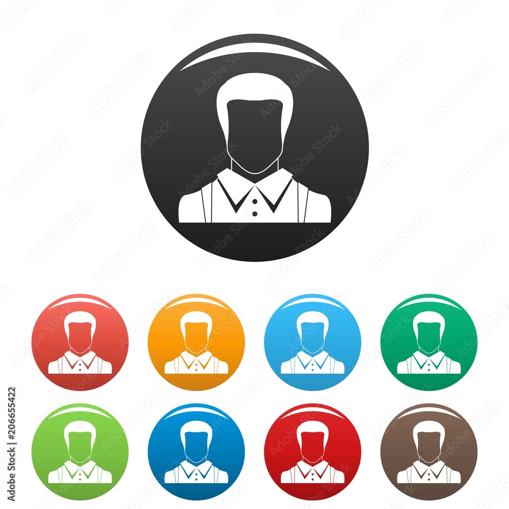 Poster man avatar icon. simple illustration of man avatar vector icons set color isolated on white