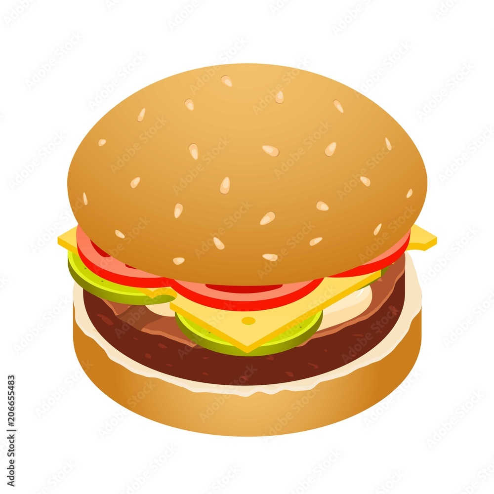 Poster double burger icon. isometric of double burger vector icon for web design isolated on white backgrou