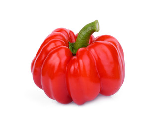 single red bell pepper isolated on white background