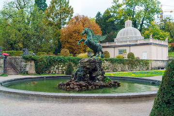 Obraz premium Pegasus fountain (1913) or Pegasusbrunnen in Mirabell garden, Salzburg, Austria