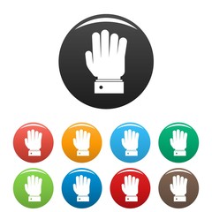 Hand stop icon. Simple illustration of hand stop vector icons set color isolated on white