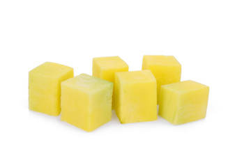 green cubes mango isolated on white background