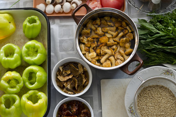 Making homemade food on the table