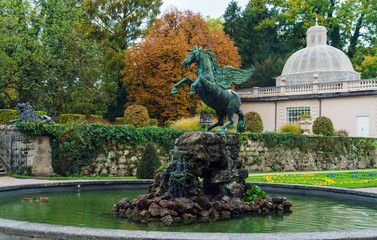 Pegasus fountain (1913) or Pegasusbrunnen in Mirabell garden,  Salzburg, Austria
