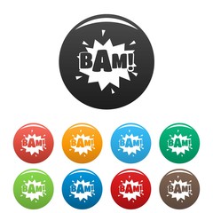 Comic boom bam icon. Simple illustration of comic boom bam vector icons set color isolated on white