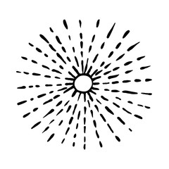 Obraz premium Hand drawing rays of the sun. Vintage style, Design elements. Vector sunburst. Hipster style.