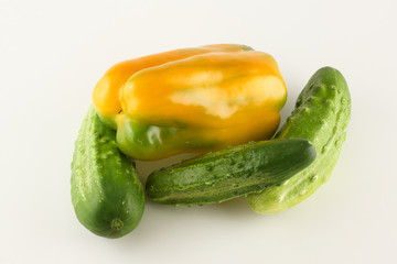 green cucumber and yellow pepper