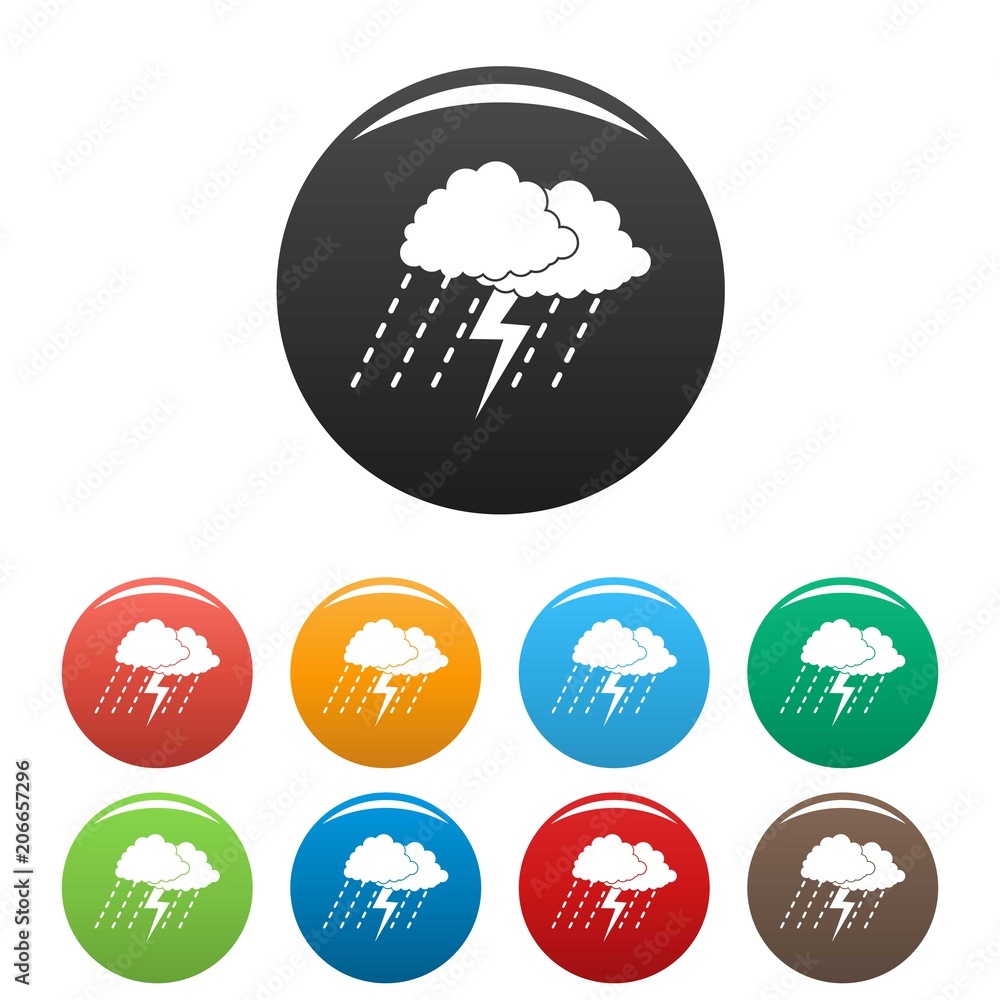 Poster cloud thunder icon. simple illustration of cloud thunder vector icons set color isolated on white