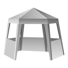 Presentation tent mockup. Realistic illustration of presentation tent vector mockup for web design isolated on white background