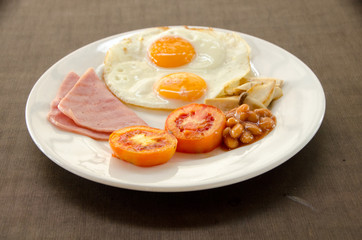 American Blackfast with fried egg.