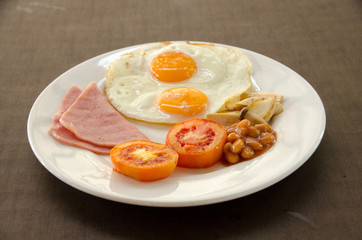 American Blackfast with fried egg.