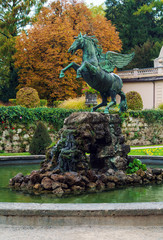 Obraz premium Pegasus fountain (1913) or Pegasusbrunnen in Mirabell garden, Salzburg, Austria