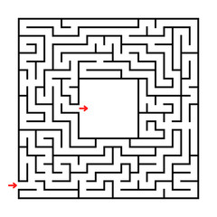 Abstract square maze. Developmental game for children. Simple flat vector illustration isolated on white background. With a place for your image.