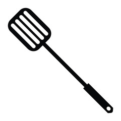 A black and white silhouette of a barbecue spatula 