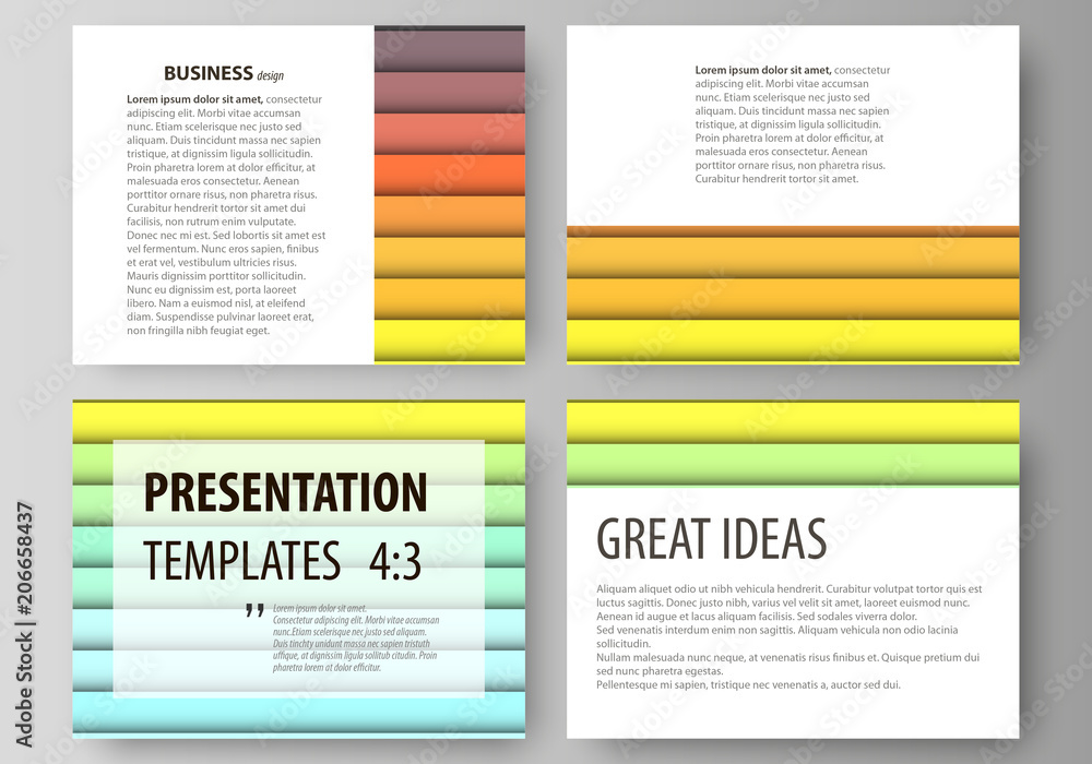 Poster set of business templates for presentation slides. vector layouts in flat style. bright color rectan