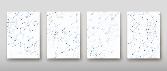 DNA abstract geometric background, layout in A4 set technology brochure flyer design template vector shadow