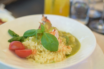 risotto with asparagus and shrimp