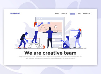 Flat Modern design of Landing page template - Creative team