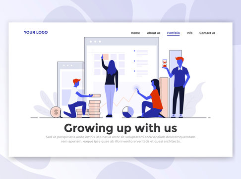Flat Modern design of Landing page template - Growing up with us